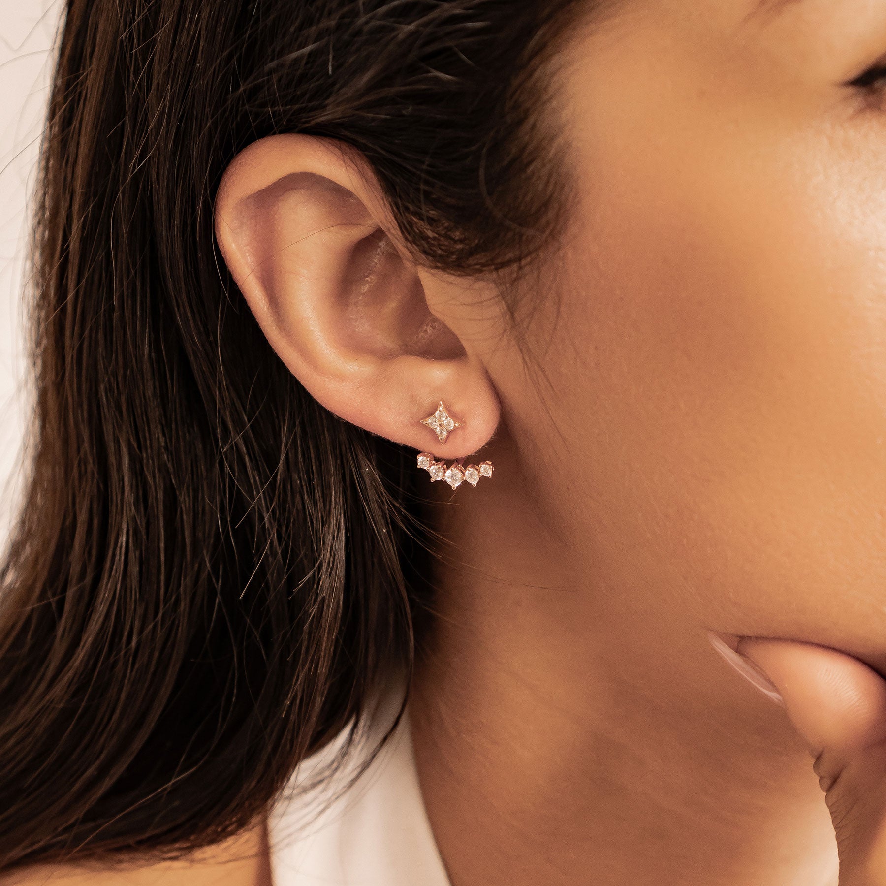 Boucles d’oreilles Ear Jacket Étoiles Sterling Argent